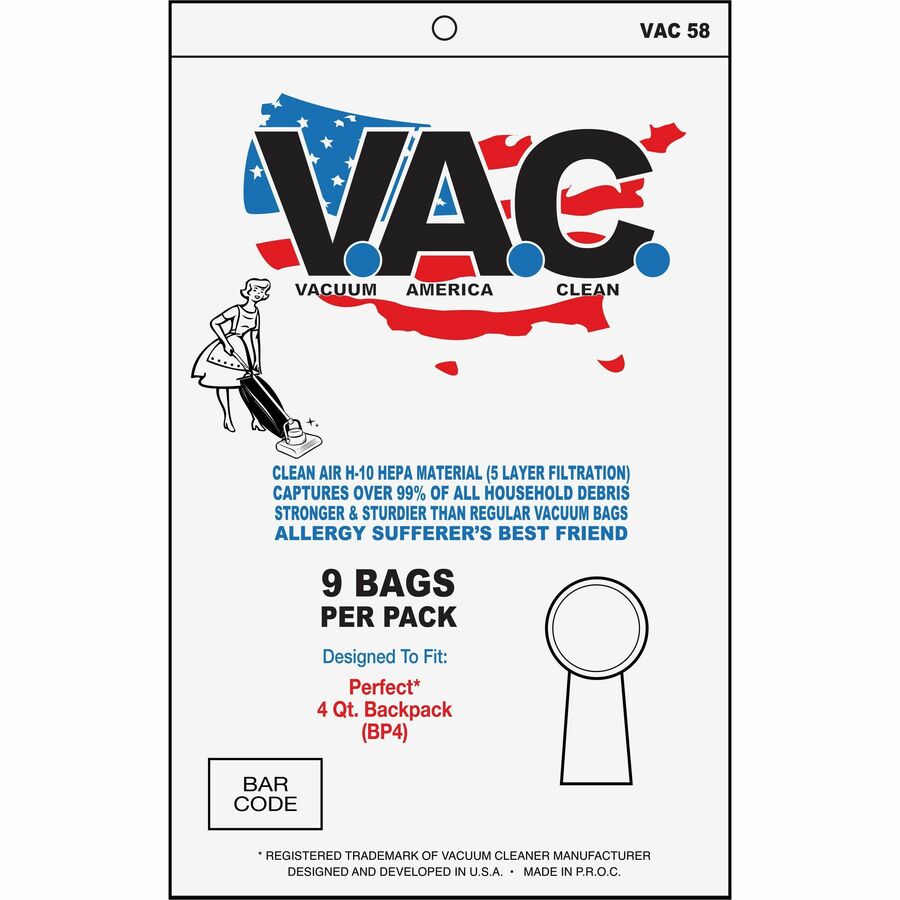 VAC58 - 4QT Backpack Vacuum Bags 9/PK