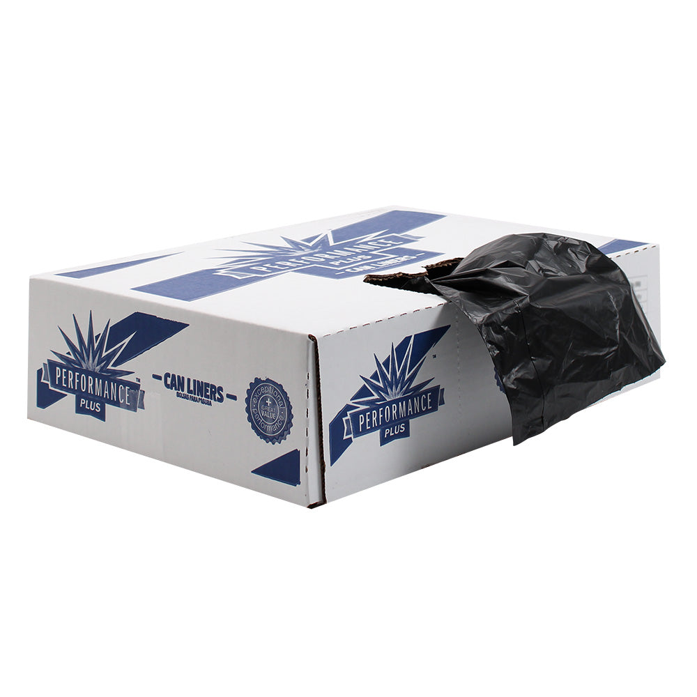 Performance Plus 38x58 1.5EQ mil Black 60 gallon Low Density Liner interleaved rolls 10 / 10 cs