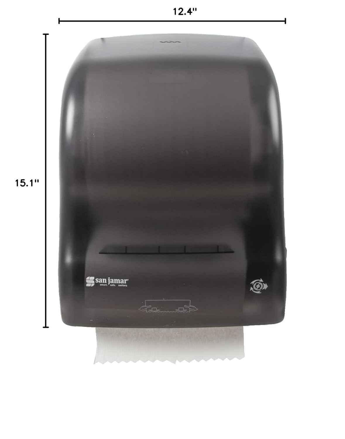 San Jamar T7400TBK Black Pearl Mechanical Hands Free Paper Towel Dispenser 8” Wide 1.5” Core Diameter 14.5" X 12 3/8" X 9 1/8"