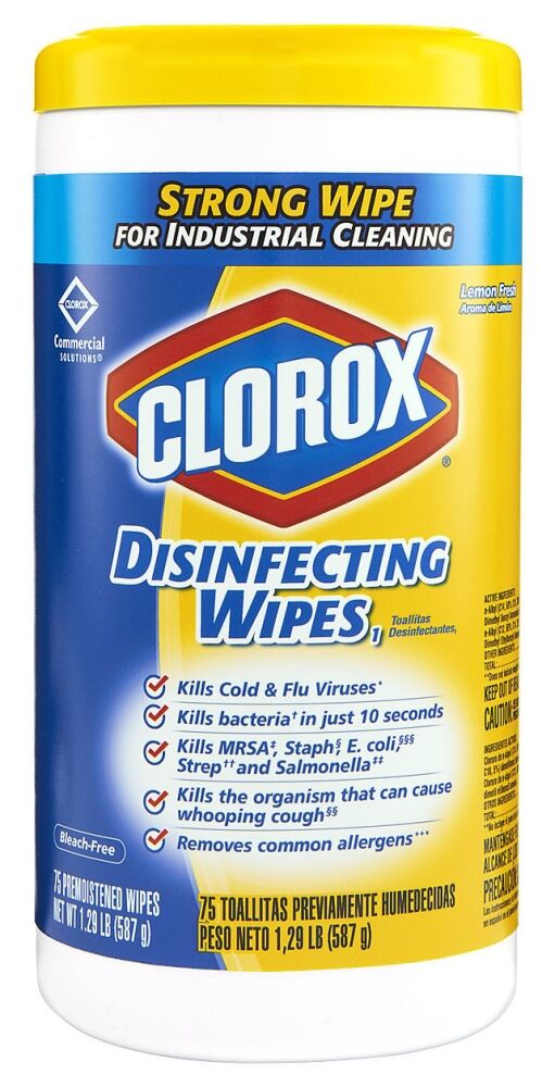 Clorox - Disinfecting Wipe White, Non-Woven - 75/Canister, 6/Case