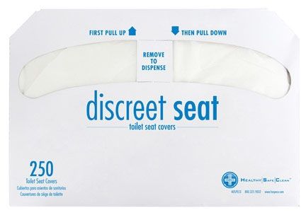 Discreet Seat® White, Biodegradable, Half Fold, Toilet Seat Cover, Flushable, 250/Pack, 20 Packs/CS