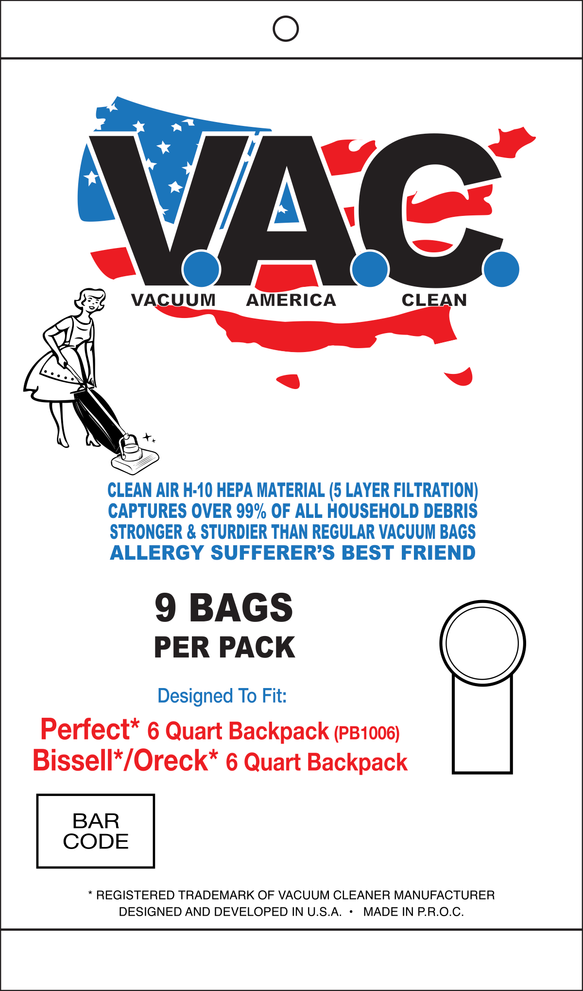 VAC19 - Perfect 6 Qt Backpack Vacuum Bags