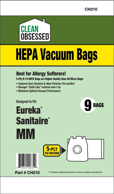 Clean Obessed Eureka / Sanitaire Type MM Hepa Bags 9/PK