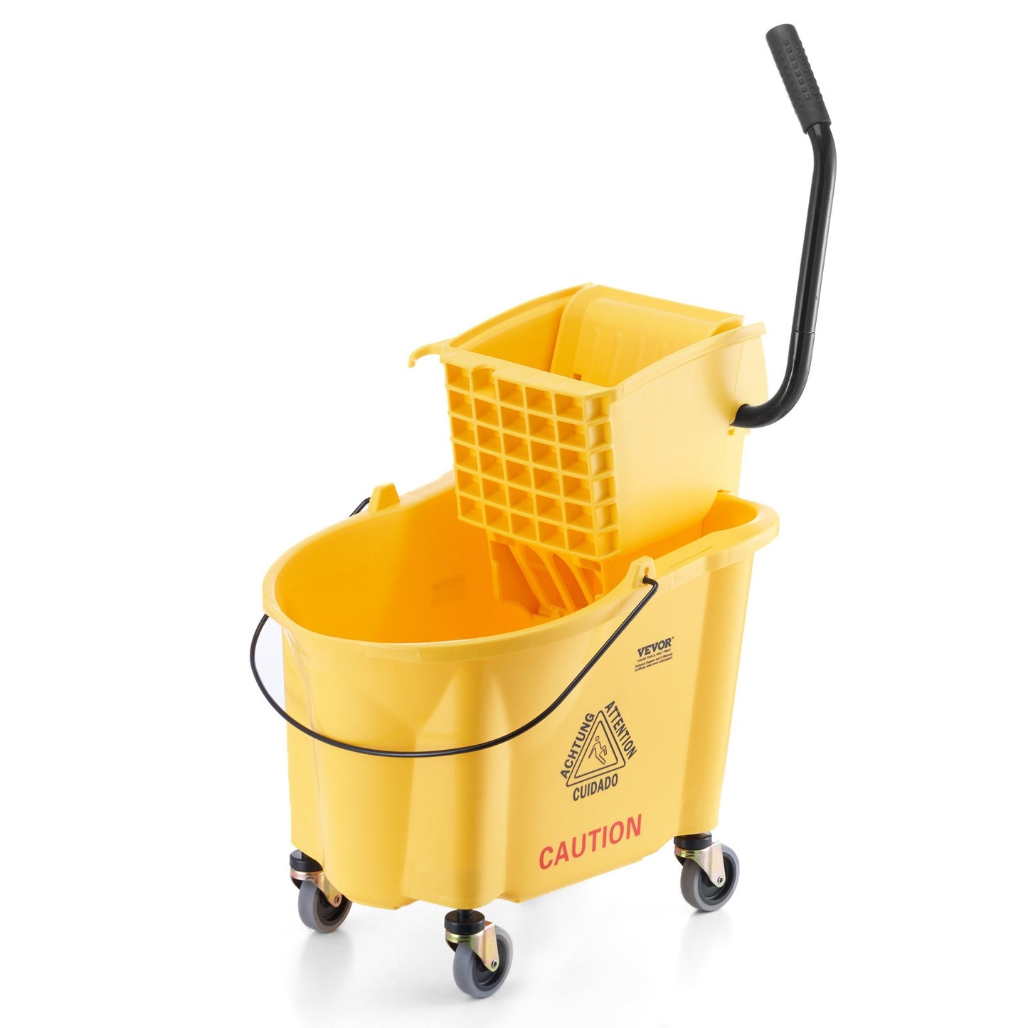 Mop Bucket with Wringer 26 Liter Commercial Mop Bucket with Side Press Wringer
