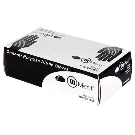 Merit - Powder Free Nitrile Gloves, Black, 3 Mil