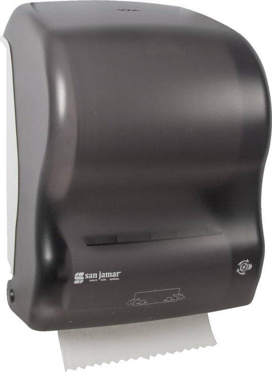 San Jamar T7400TBK Black Pearl Mechanical Hands Free Paper Towel Dispenser 8” Wide 1.5” Core Diameter 14.5" X 12 3/8" X 9 1/8"