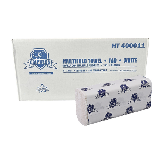 Empress TAD Premium Multifold Towel White 12 Packs / 334 Count - 4000/cs