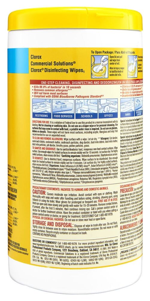 Clorox - Disinfecting Wipe White, Non-Woven - 75/Canister, 6/Case