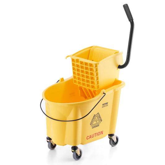 Mop Bucket with Wringer 26 Liter Commercial Mop Bucket with Side Press Wringer